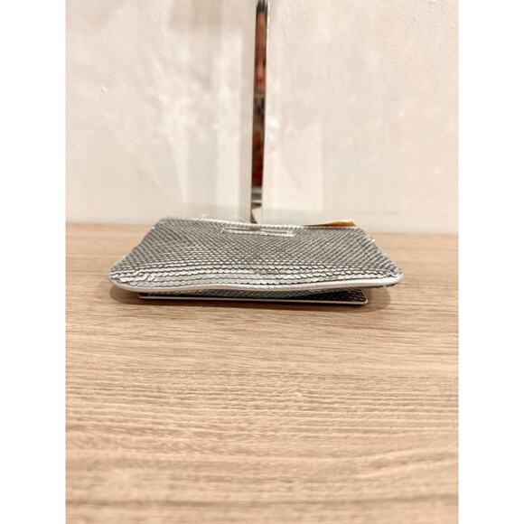 NWT Michael Kors Embellished Sequin Zipper Coin Purse Metallic Silver - Picture 6 of 11